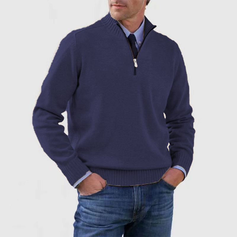 Ethan Herresweater med Halvhøj Hals – Stilfuld & Behagelig Sweater med Høj Krave & Moderne Snit