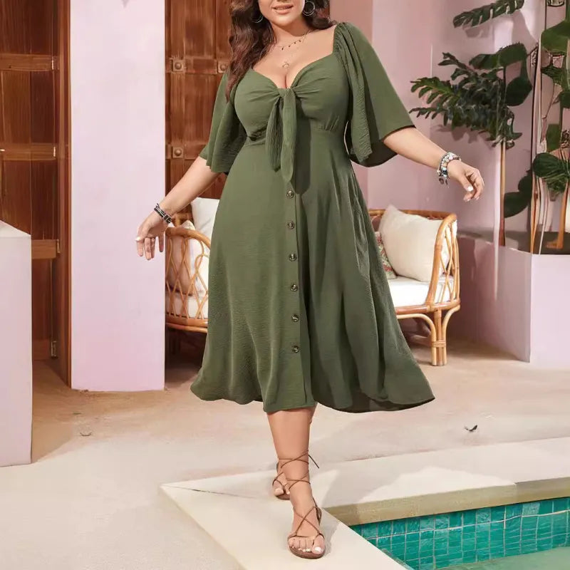 Louise sommerkjole til kvinder – Vintage-stil kjole med løs pasform og lette stoffer