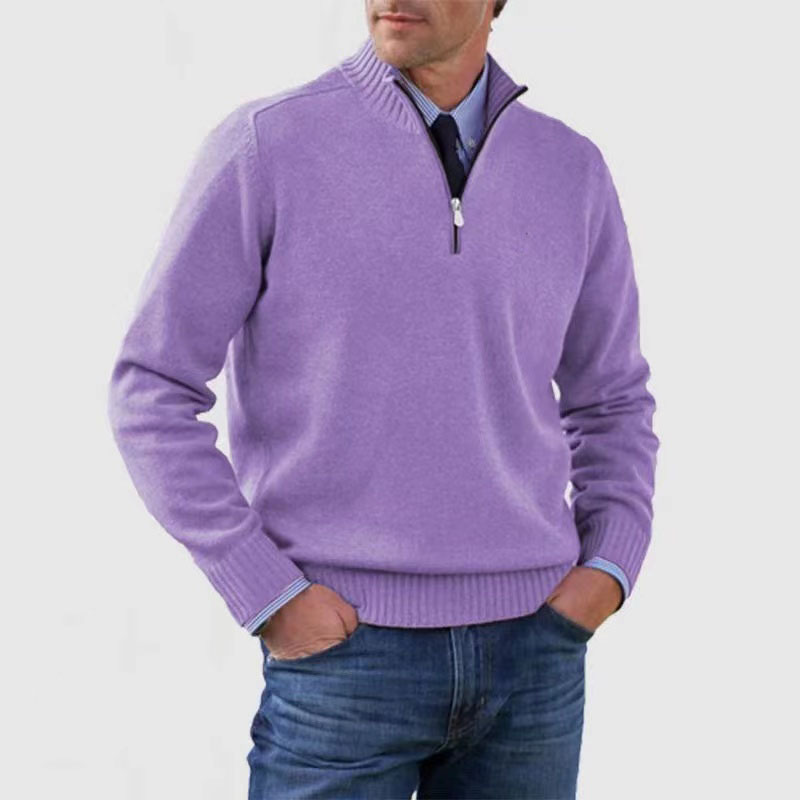 Ethan Herresweater med Halvhøj Hals – Stilfuld & Behagelig Sweater med Høj Krave & Moderne Snit