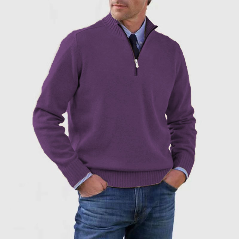Ethan Herresweater med Halvhøj Hals – Stilfuld & Behagelig Sweater med Høj Krave & Moderne Snit