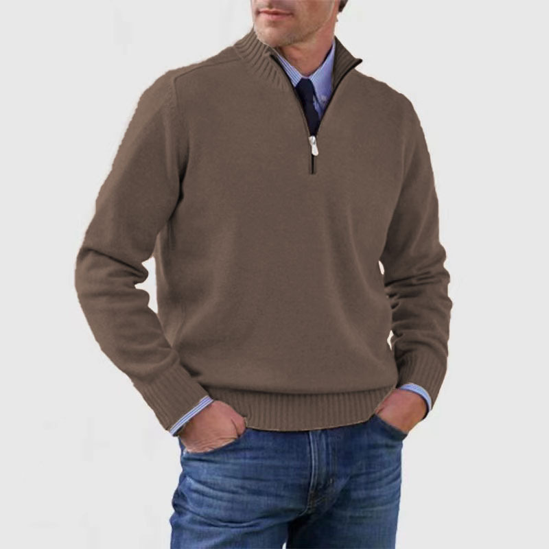 Ethan Herresweater med Halvhøj Hals – Stilfuld & Behagelig Sweater med Høj Krave & Moderne Snit