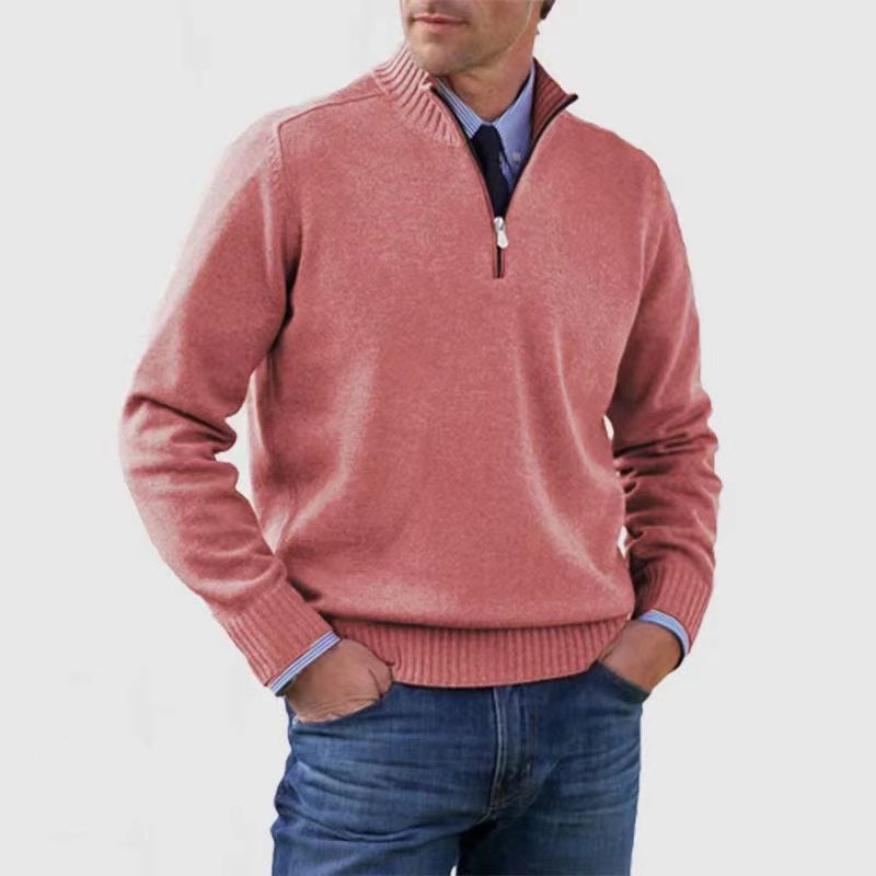 Ethan Herresweater med Halvhøj Hals – Stilfuld & Behagelig Sweater med Høj Krave & Moderne Snit