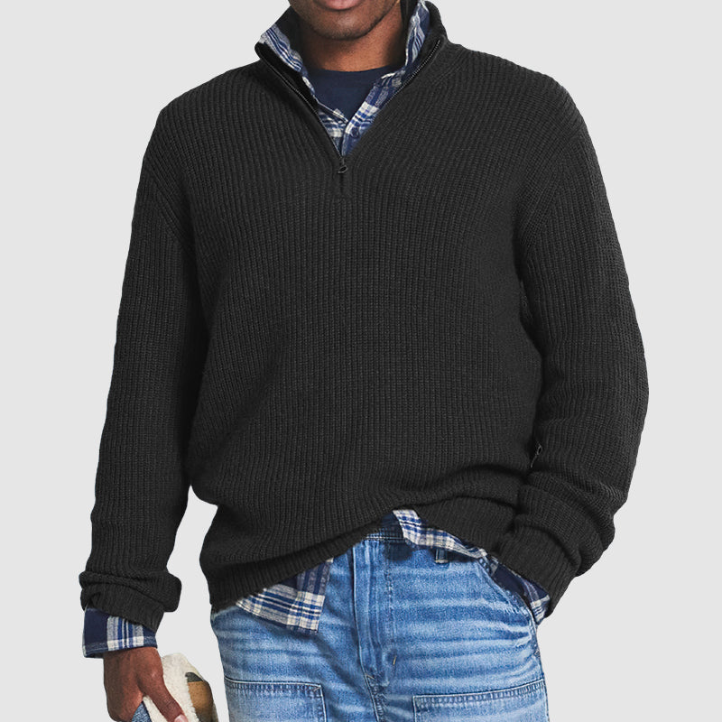 Daniel Herre Kasjmirsweater – Stilfuld & Komfortabel Sweater med Lynlås og Business-Casual Look