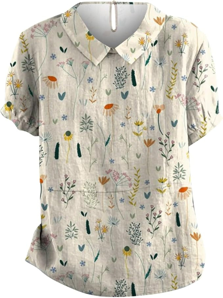 Alina Damebluse – Let Bluse med Vildt Blomsterprint & Afslappet Sommerpasform