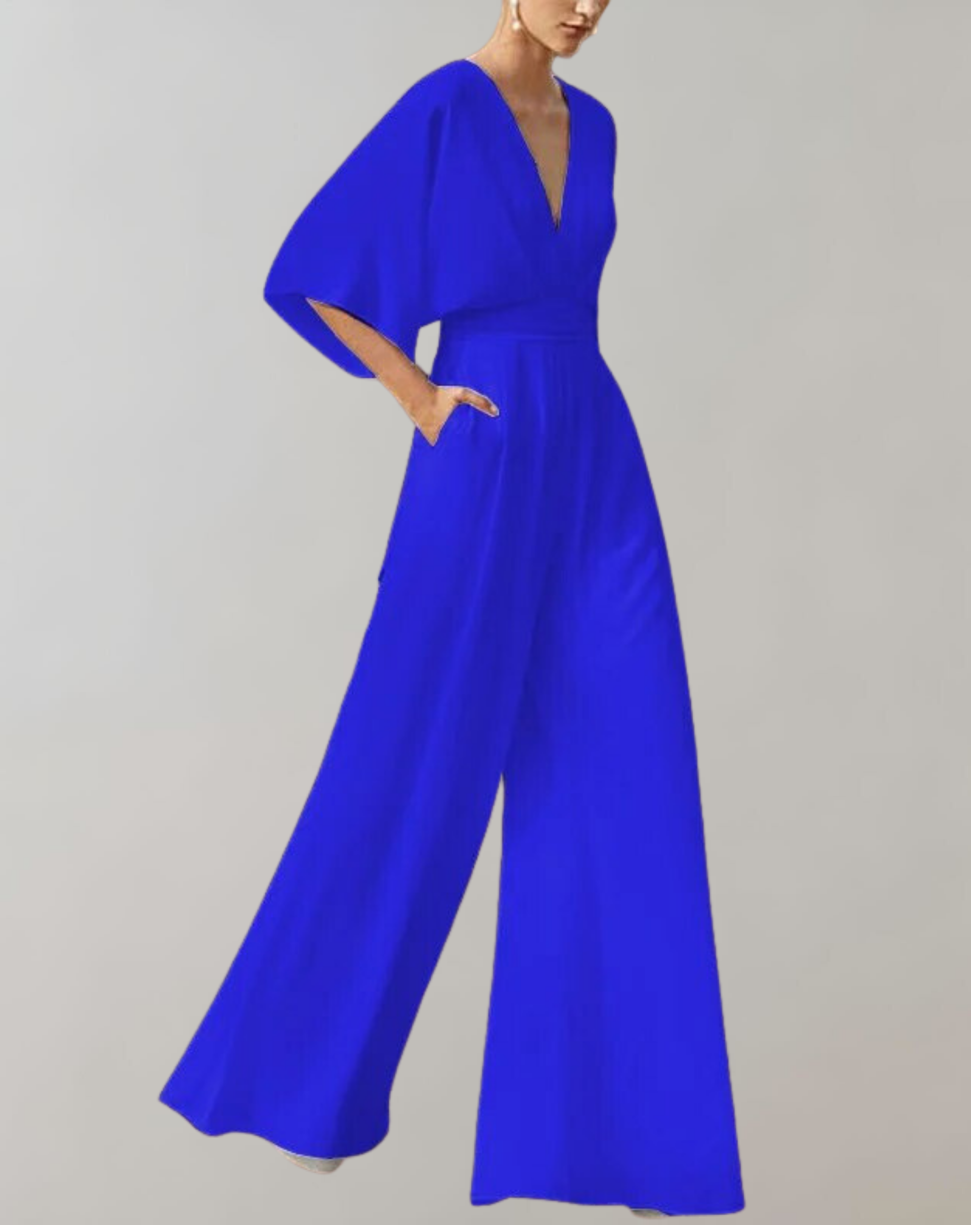 Suzette Dame Jumpsuit – Elegant Jumpsuit med Dyb Udstigning og Vide Ben for en Sofistikeret Stil