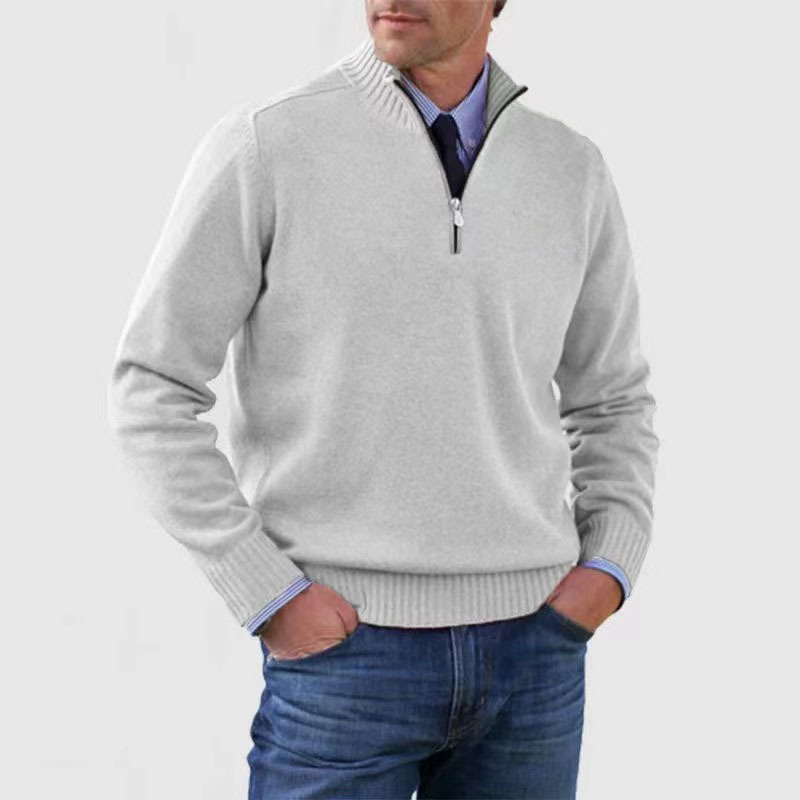 Ethan Herresweater med Halvhøj Hals – Stilfuld & Behagelig Sweater med Høj Krave & Moderne Snit