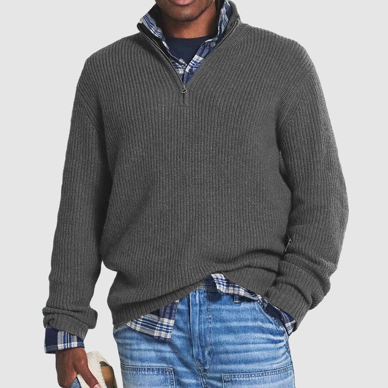 Daniel Herre Kasjmirsweater – Stilfuld & Komfortabel Sweater med Lynlås og Business-Casual Look