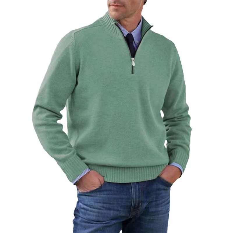 Ethan Herresweater med Halvhøj Hals – Stilfuld & Behagelig Sweater med Høj Krave & Moderne Snit