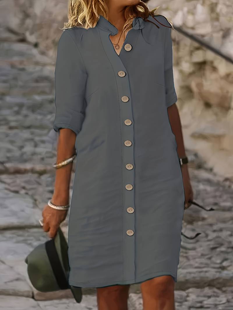 Isabella midi-kjole til kvinder – Elegant, casual kjole med et enkelt design og behagelig pasform