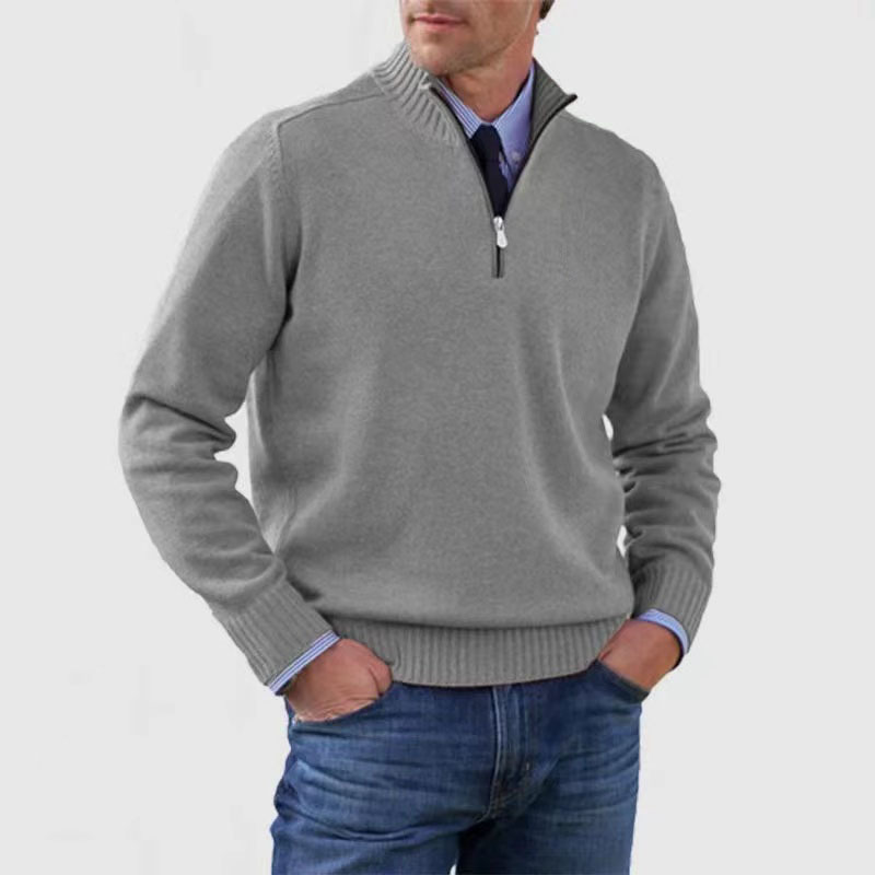Ethan Herresweater med Halvhøj Hals – Stilfuld & Behagelig Sweater med Høj Krave & Moderne Snit