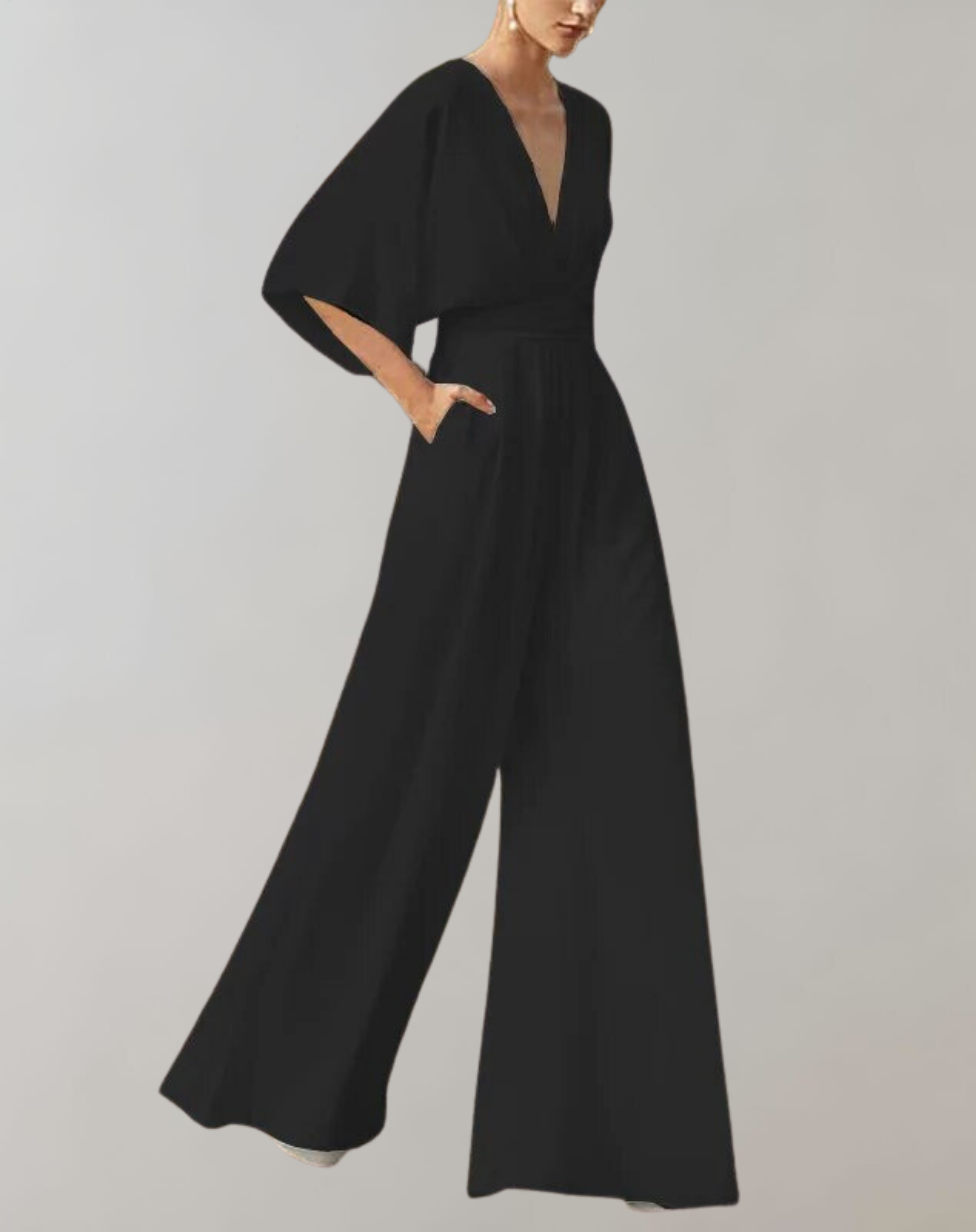 Suzette Dame Jumpsuit – Elegant Jumpsuit med Dyb Udstigning og Vide Ben for en Sofistikeret Stil