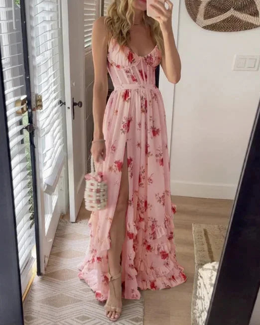 Emery Midikjole til Kvinder – Elegant Blondekjole med Blomstermønster til Fest & Stilfuldt Bryllup