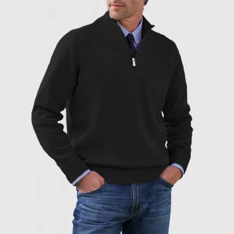 Ethan Herresweater med Halvhøj Hals – Stilfuld & Behagelig Sweater med Høj Krave & Moderne Snit