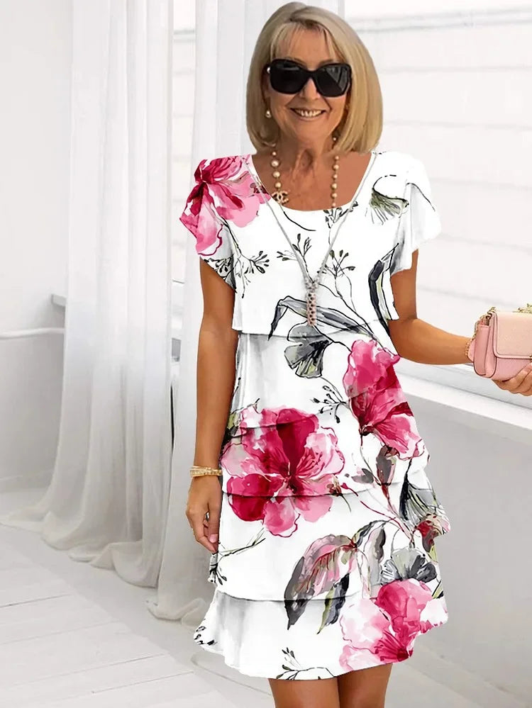 Sophie Dame Maxikjole – Elegant blomsterkjole med waterfall-design og let, flydende pasform