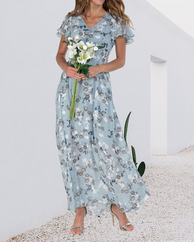 Ina Chiffonkjole til Kvinder – Elegant Kjole med Volanter og Luftigt Snit til Sommer eller Fest