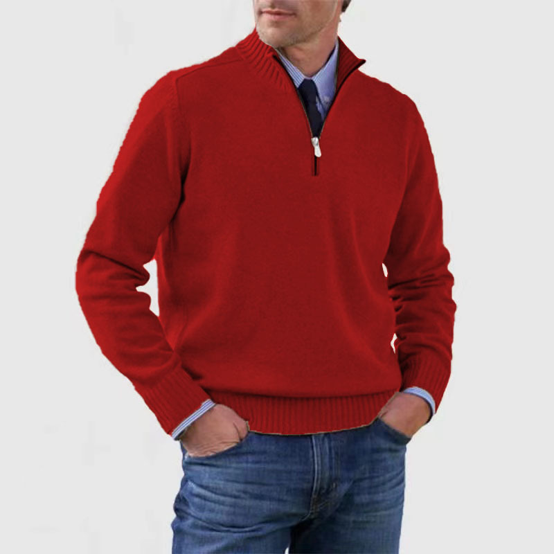 Ethan Herresweater med Halvhøj Hals – Stilfuld & Behagelig Sweater med Høj Krave & Moderne Snit