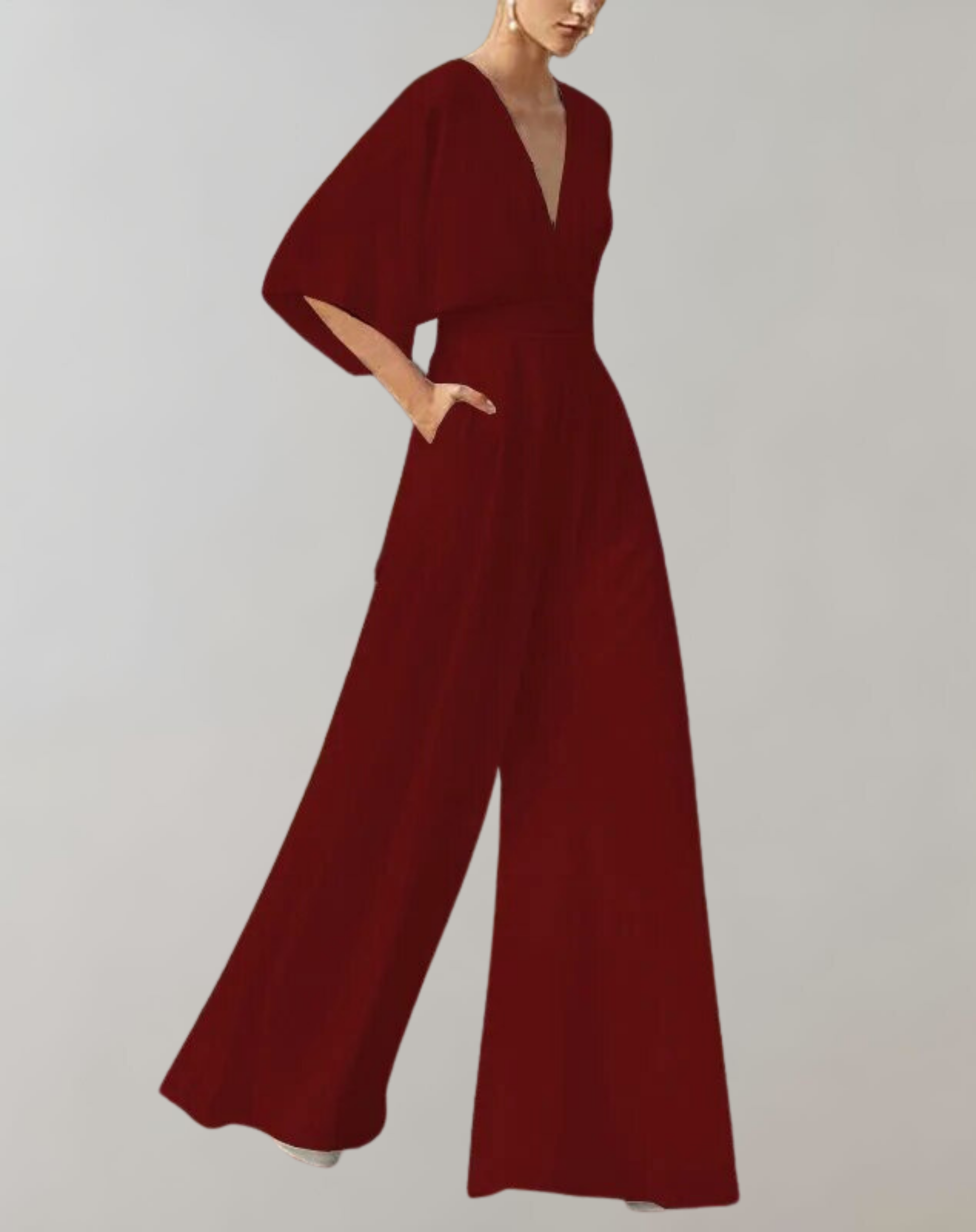 Suzette Dame Jumpsuit – Elegant Jumpsuit med Dyb Udstigning og Vide Ben for en Sofistikeret Stil
