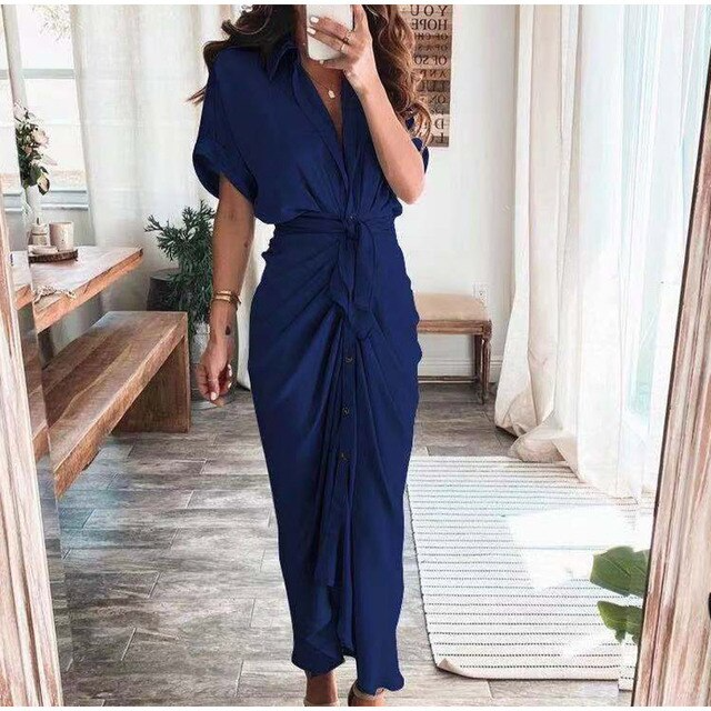 Julia Dame Aftenkjole – Elegant Maxi Kjole i Åndbar Polyester med Moderne Detaljer