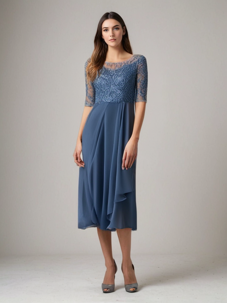 Jara midi kjole til damer – Elegant blondekjole med tidløst snit og behagelig pasform