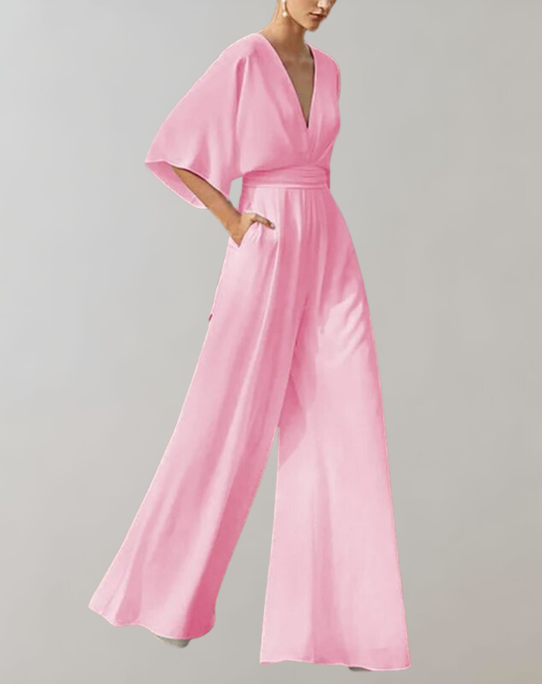 Suzette Dame Jumpsuit – Elegant Jumpsuit med Dyb Udstigning og Vide Ben for en Sofistikeret Stil