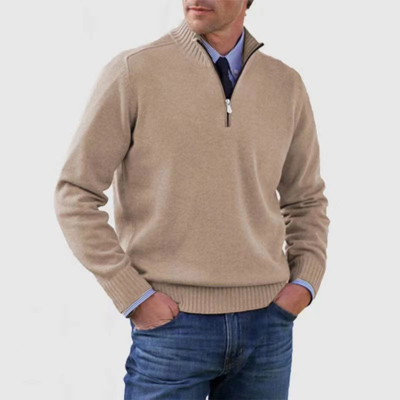 Ethan Herresweater med Halvhøj Hals – Stilfuld & Behagelig Sweater med Høj Krave & Moderne Snit