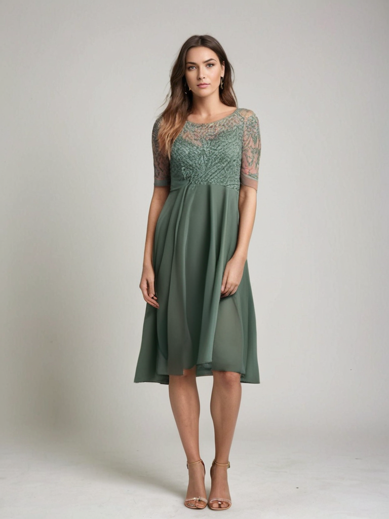 Jara midi kjole til damer – Elegant blondekjole med tidløst snit og behagelig pasform