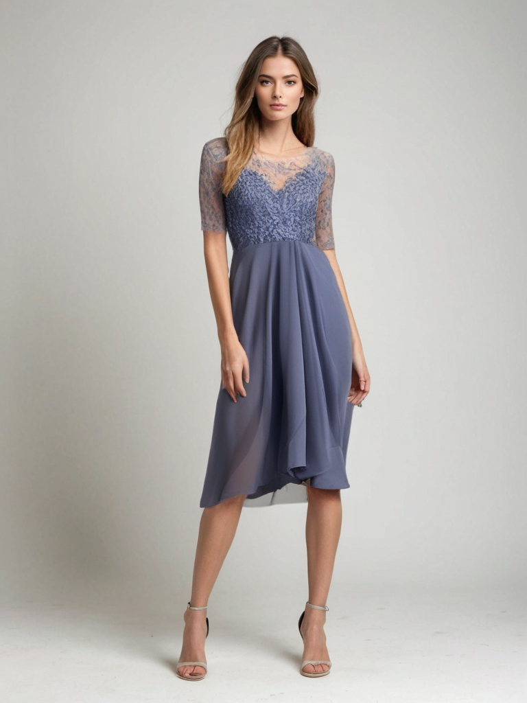 Jara midi kjole til damer – Elegant blondekjole med tidløst snit og behagelig pasform