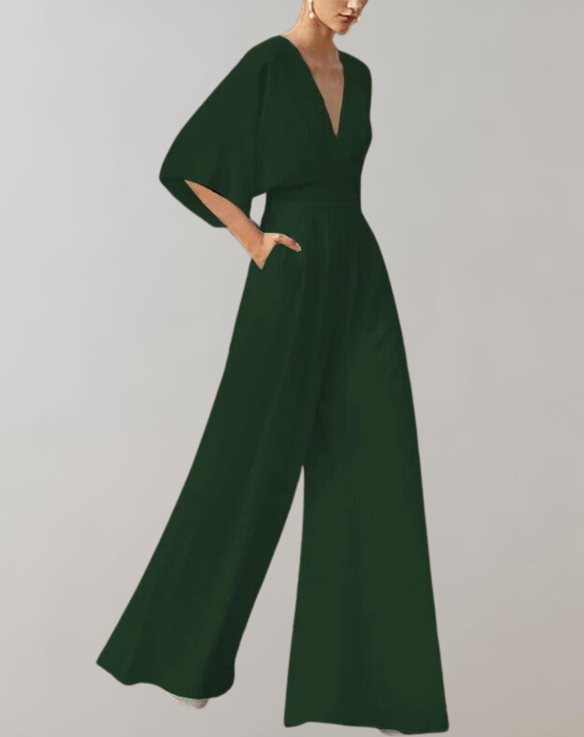 Suzette Dame Jumpsuit – Elegant Jumpsuit med Dyb Udstigning og Vide Ben for en Sofistikeret Stil