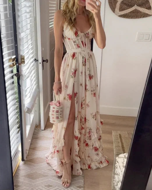 Emery Midikjole til Kvinder – Elegant Blondekjole med Blomstermønster til Fest & Stilfuldt Bryllup