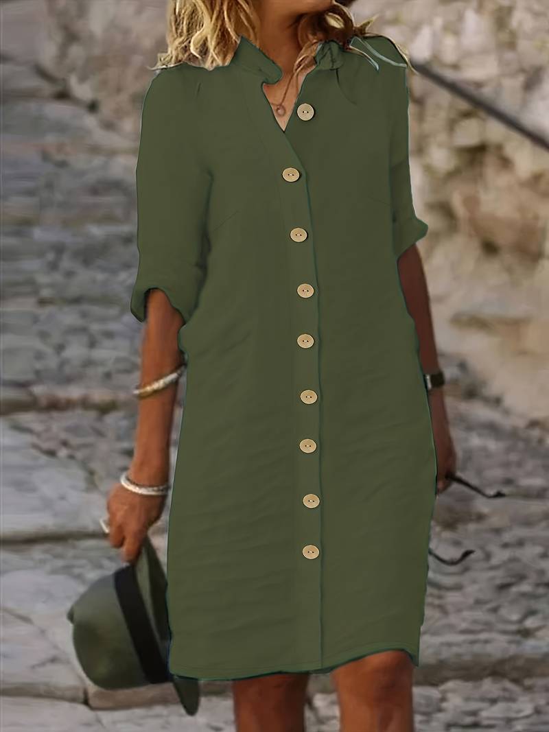 Isabella midi-kjole til kvinder – Elegant, casual kjole med et enkelt design og behagelig pasform