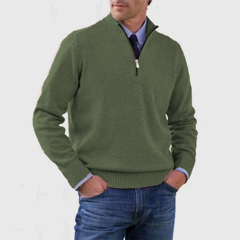 Ethan Herresweater med Halvhøj Hals – Stilfuld & Behagelig Sweater med Høj Krave & Moderne Snit