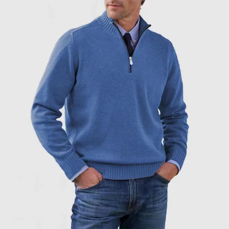 Ethan Herresweater med Halvhøj Hals – Stilfuld & Behagelig Sweater med Høj Krave & Moderne Snit
