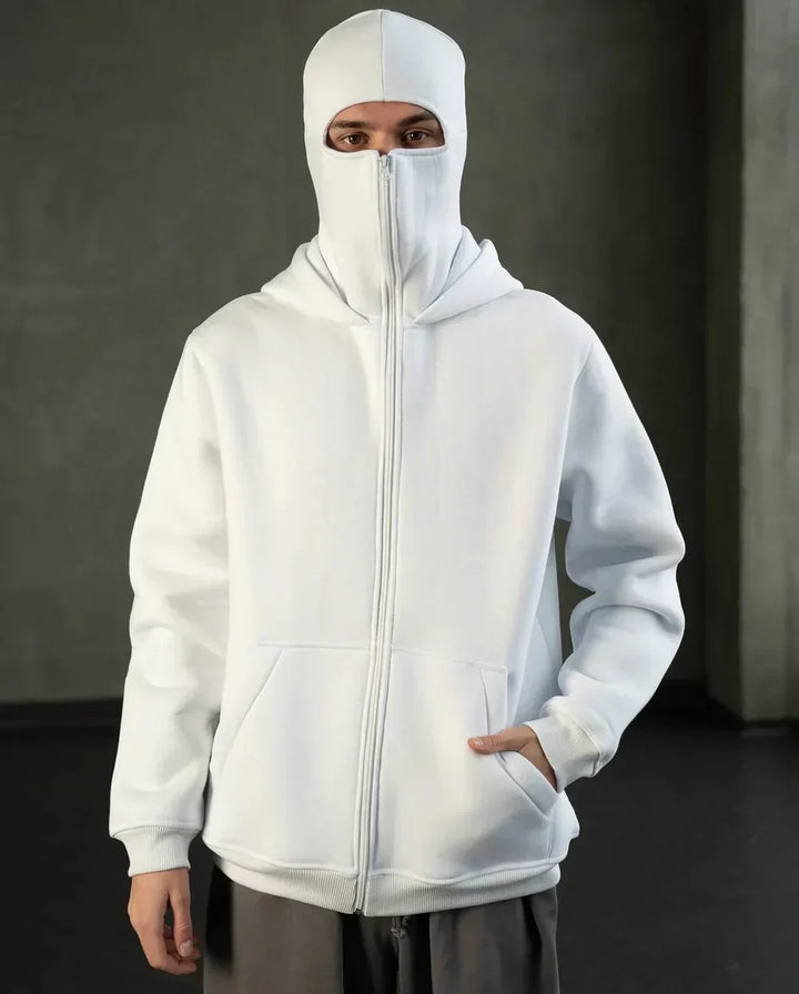 Max Herre Balaclava Hættetrøje – Hættetrøje med Lynlås i Fuld Længde, Ansigtsbeskyttelse og Urban Stil