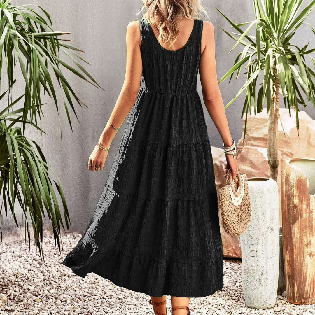 Boho sommerkjole til kvinder Isla – Løs lang kjole med håndlavede detaljer og feminin stil