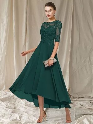 Havana Dame Aftenkjole – Elegant Lang Blonderkjole med Figurformet Snit til Festlige Anledninger