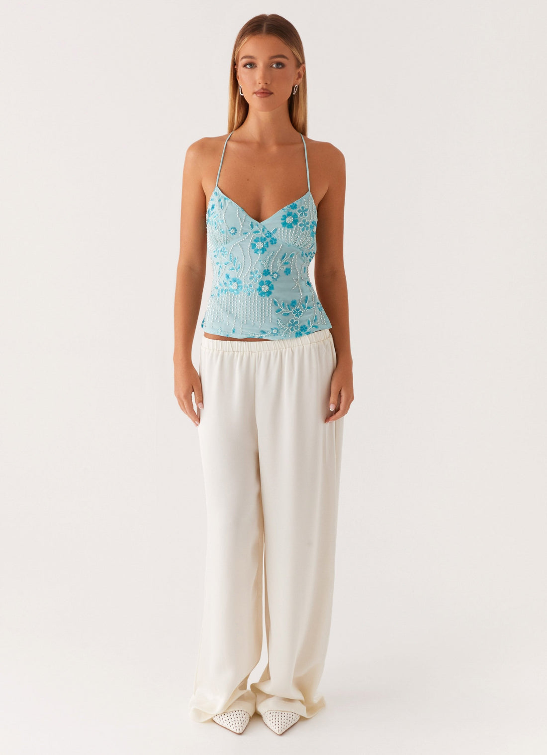 Steffi Dame Glamour Top – Elegant Bluse med Glansfinish og Komfortabel Pasform