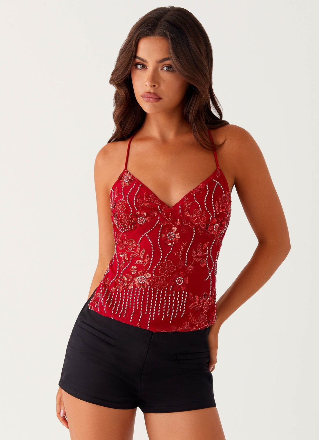 Steffi Dame Glamour Top – Elegant Bluse med Glansfinish og Komfortabel Pasform