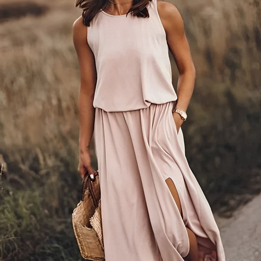 Gianna Lang Kjole til Kvinder – Ærmeløs Retro Kjole med Let Pasform & Sommerlig Stil