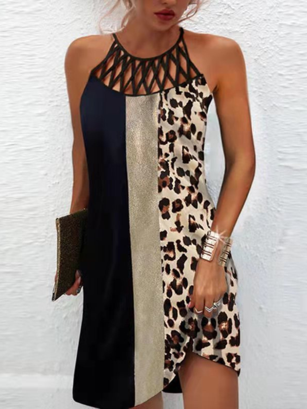 Emily Dame Sommerkjole – Halterkjole med Tropisk Print og Let Pasform til Strand & Brunch