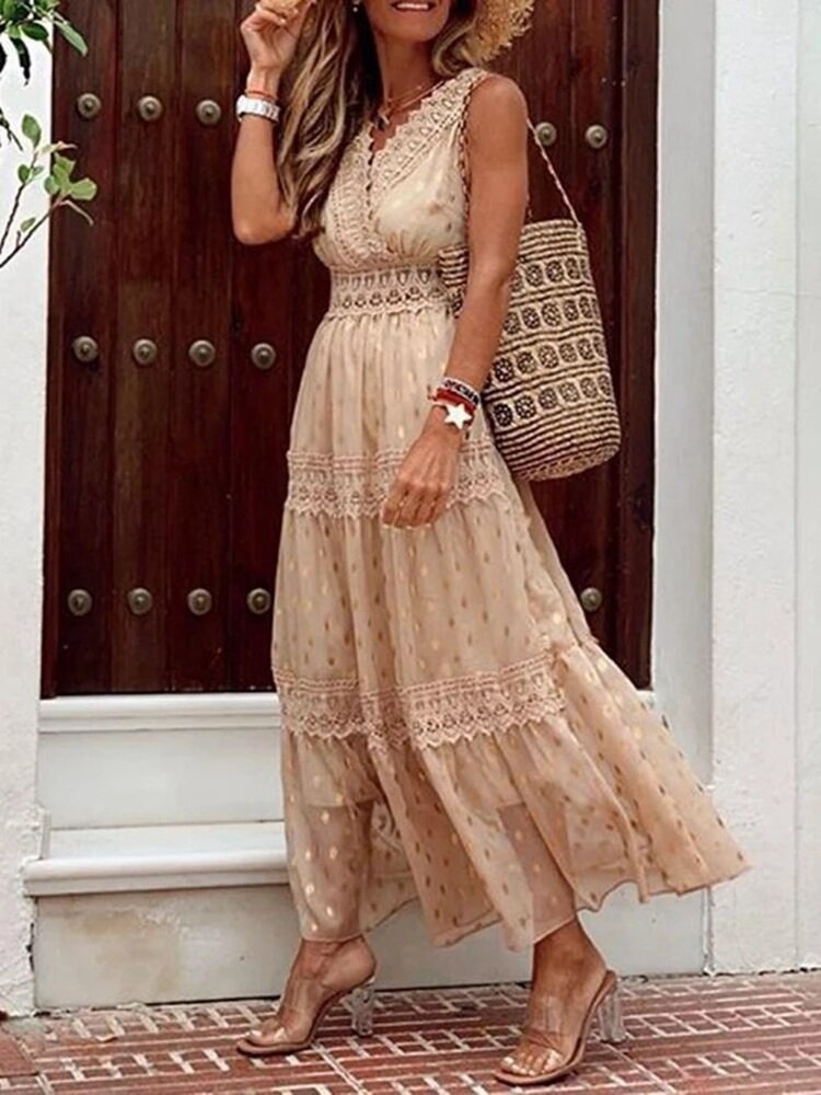 Ingrid Dame Boho Kjole – Let Ibiza Stil med Elegant Snit til Sommerdage