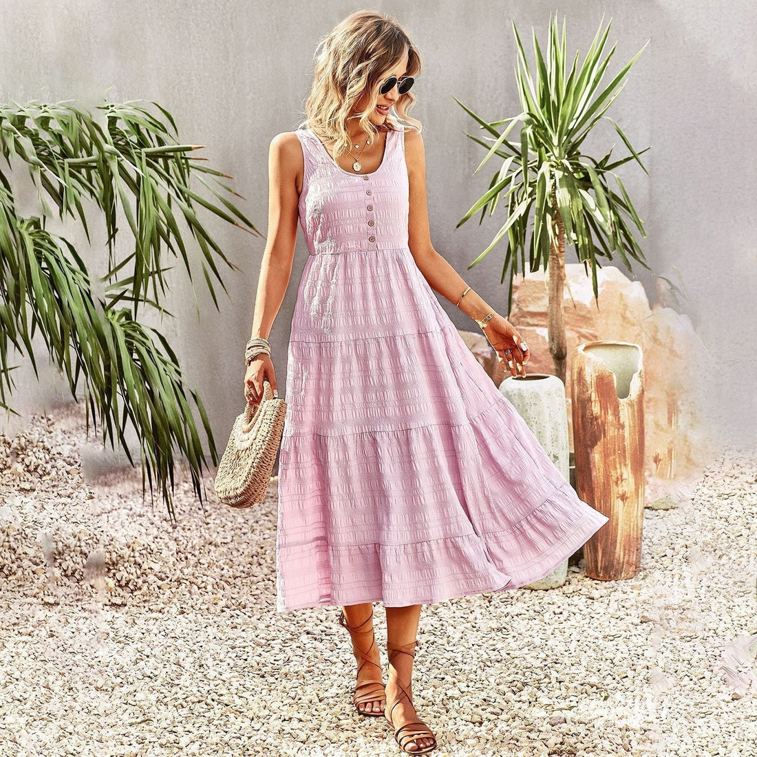 Boho sommerkjole til kvinder Isla – Løs lang kjole med håndlavede detaljer og feminin stil