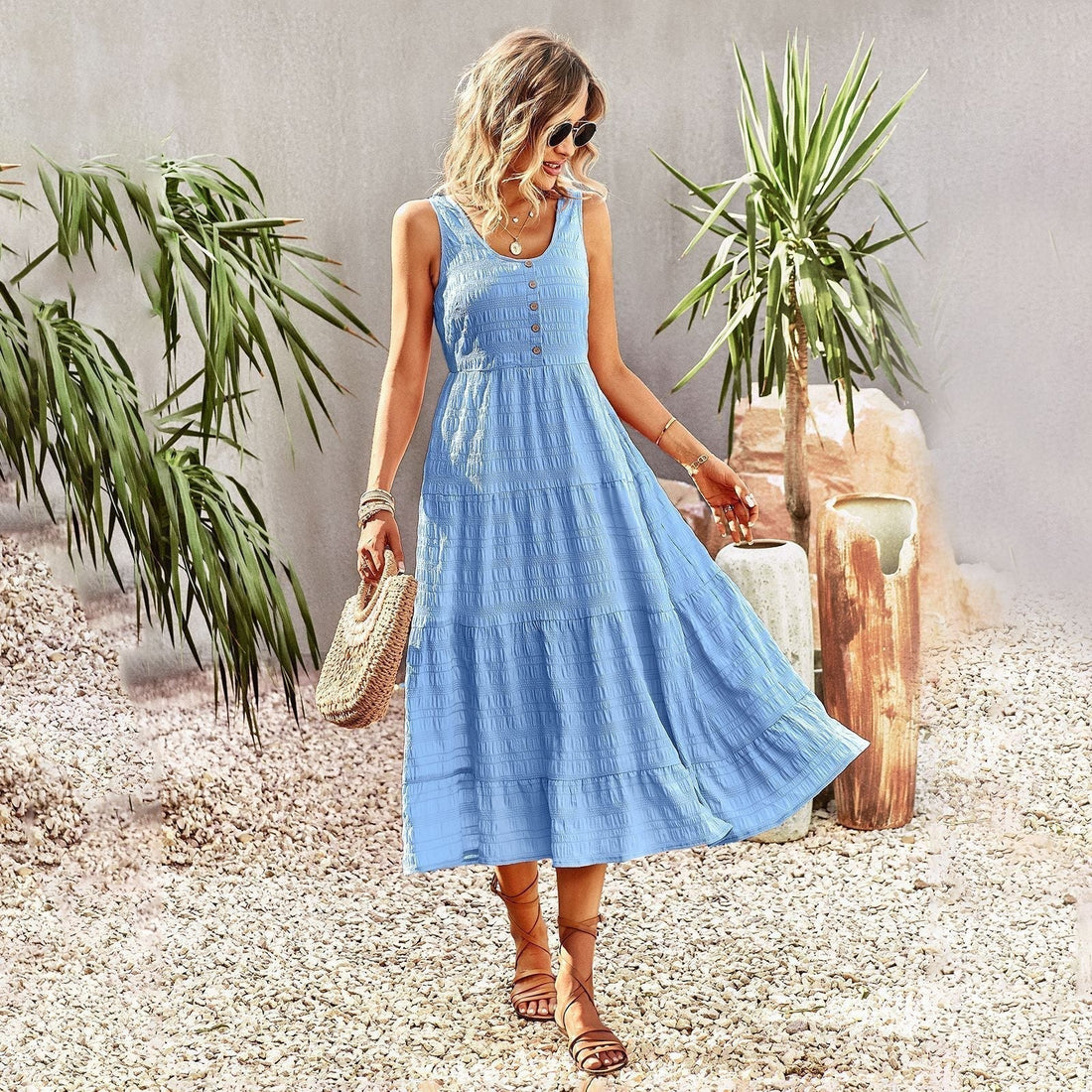 Boho sommerkjole til kvinder Isla – Løs lang kjole med håndlavede detaljer og feminin stil
