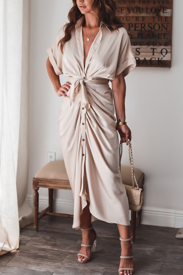 Julia Dame Aftenkjole – Elegant Maxi Kjole i Åndbar Polyester med Moderne Detaljer