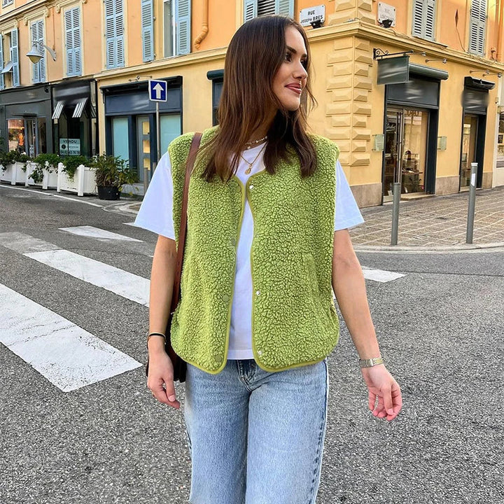 Eveline Dame Teddy-Bodywarmer – Trendy & Figursyet Vest til Enhver Anledning