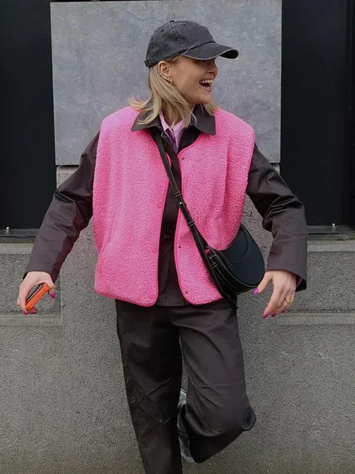 Eveline Dame Teddy-Bodywarmer – Trendy & Figursyet Vest til Enhver Anledning