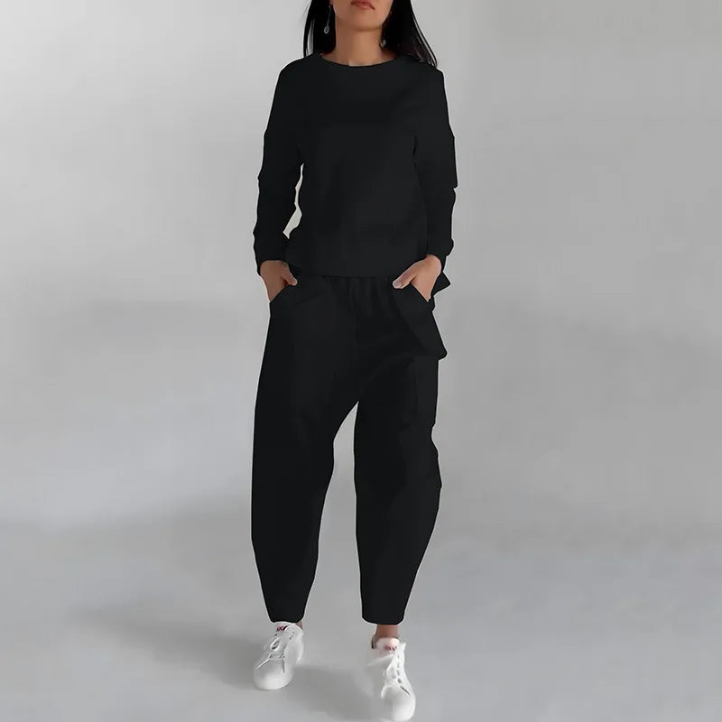 Marley Dameset – Stilfuldt og Komfortabelt To-delt Outfit med Moderigtige Detaljer
