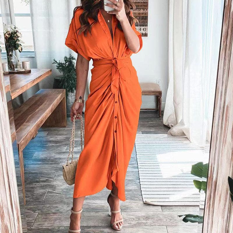 Julia Dame Aftenkjole – Elegant Maxi Kjole i Åndbar Polyester med Moderne Detaljer