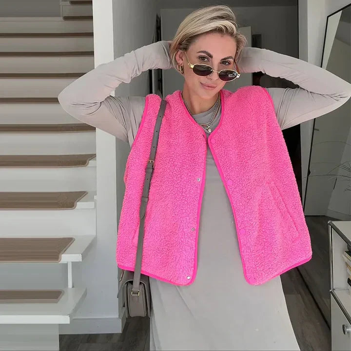 Eveline Dame Teddy-Bodywarmer – Trendy & Figursyet Vest til Enhver Anledning