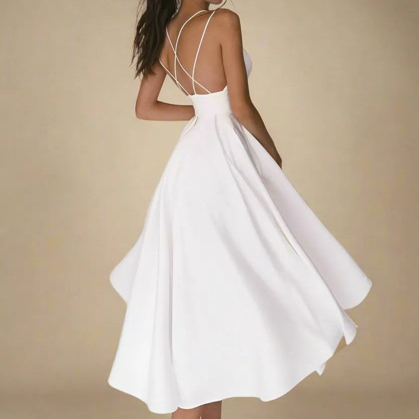 Kourtney Kjole til Kvinder – Sommerlig Elegance med V-Hals og Tynde Stropper