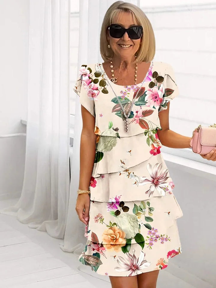 Sophie Dame Maxikjole – Elegant blomsterkjole med waterfall-design og let, flydende pasform